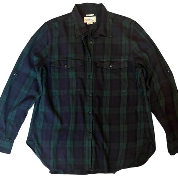 RALPH LAUREN Denim & Supply Heritage Plaid Flannel Shirt Womens Large RL Surplus - Picture 1 of 12